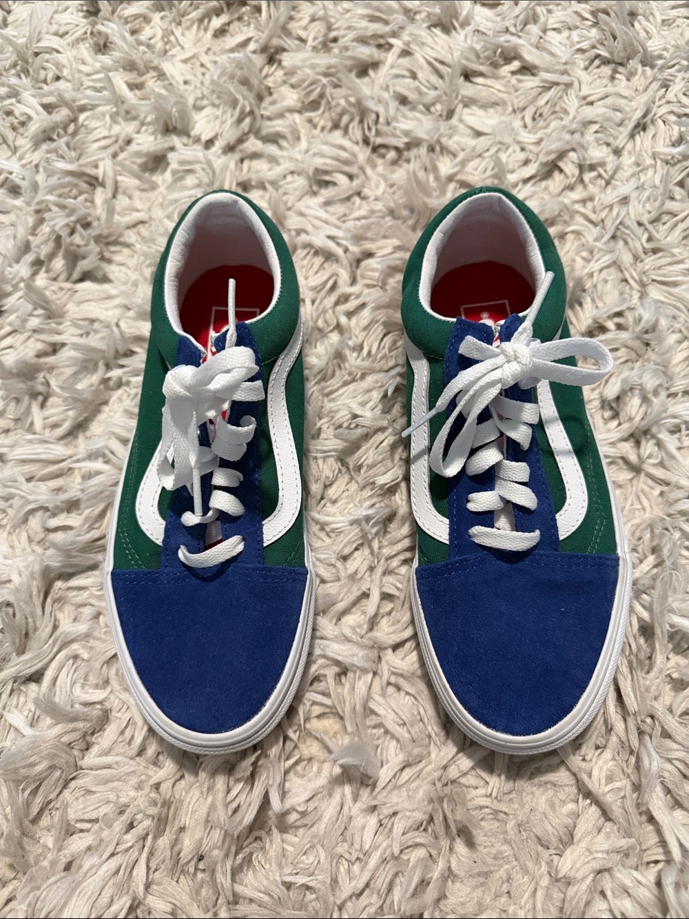 Vans Low-Top Sneakers in Green & Blue with White Stripe